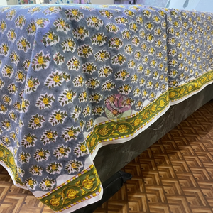 Venta superior 2025 verde salvia y gris Floral indio mano bloque impreso mantel boda decoración borde diseño regalo para la venta - Product Image 1