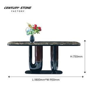 Bàn ăn hình chữ nhật bằng đá cẩm thạch tự nhiên hiện đại, kết hợp thép không gỉ, thương hiệu Centurystone, dùng cho phòng ăn gia đình - Product Image 6