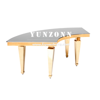 Table de mariage demi-lune Dubai en acier inoxydable et MDF Table d'événement pour banquets, restaurants, salons et salles