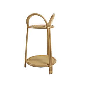 Support pour plantes en rotin écologique à 2 couches Support de rangement rustique pour balcon, cour, maison ou jardin avec présentoir à fleurs en osier - Product Image 1