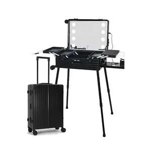 Factory Direct Aluminum professional makeup case with Mirror Led Light
