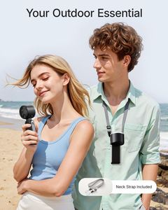 Portable Handheld Turbo Fan 5 Speeds 3600mAh Rechargeable 3-in-1 Foldable <b>ABS</b> Digital Display USB-C Fast Charging Strong Wind - Product Image 2