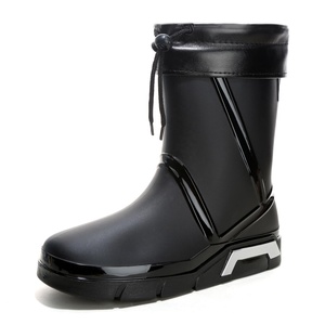 YL-1430 bán buôn đen giữa bê chống trượt ngoài trời không thấm nước PVC người đàn ông của mưa khởi động - Product Image 1