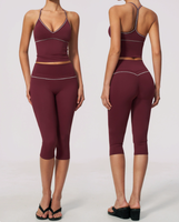 Nouvel Arrivage 2026 – Ensemble de Yoga Respirant Personnalisé, Taille Haute, Col en V, Dos Nu, 2 Pièces, Manches Courtes pour l'Exercice et le Fitness