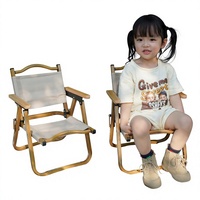 Chaise pliante Kermit pour enfants, chaise de camping portable, chaise d'extérieur légère, chaise de camping pour enfants avec accoudoirs en bois