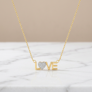 Colgante LOVE de Diamante Cultivado en Laboratorio, Plata de Lujo Premium con Acabado en Oro, Joyería Fina Elegante, Regalo, Diseño Personalizado, Venta al Por Mayor - Product Image 3