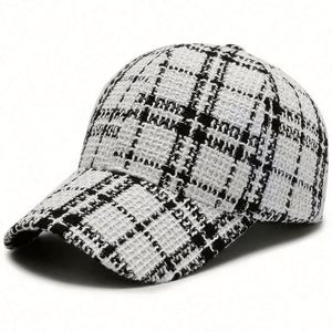 Autumn and Winter Female <b>Black</b> and White Check Tweed <b>Cap</b> 6 Panel Hat Fashion Women Hat Lady Sports <b>Caps</b> <b>Baseball</b> <b>Cap</b> - Product Image 4