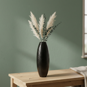 Macetero de metal negro minimalista, alto y moderno, para decoración del hogar en interiores, para sala de estar. - Product Image 1