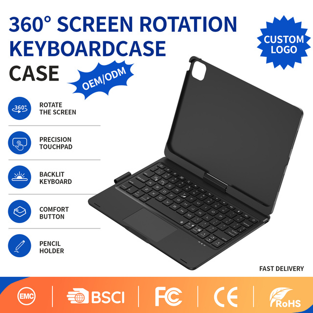 360° Degree Rotatable Keyboard for iPad Pro 13inch(M4, 2024)&iPad Air 13inch(M3, 2025/M2, 2024) With Trackpad,7-Colors Backlit