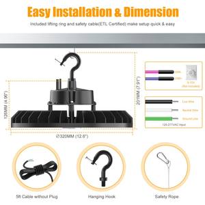 Lámpara de techo LED UFO BAY LIGHT para tiendas comerciales, luz de alta potencia 300W/240W/180W 5000K 100-277VAC 0-10V DIMMABLE - Product Image 5