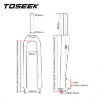 Fourche VTT TOSEEK en Carbone Intégral, Droite et Rigide, pour Frein à Disque, VTT, BMX, 26/27.5/29 Pouces, 9mm – Vente en Gros Usine