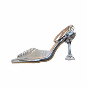 Chaussures à talons hauts pour femme, modèle 2023, en PVC, avec talon en cristal, bout fermé, strass, pour soirée et mariage, très tendance - Product Image 6