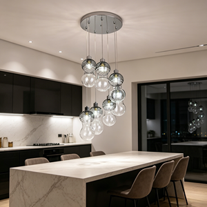 <span class=keywords><strong>Lampadario</strong></span> a sospensione JACKSUN in <span class=keywords><strong>ferro</strong></span> <span class=keywords><strong>battuto</strong></span> e vetro con lampadine G9 sostituibili, illuminazione a risparmio energetico per soggiorni - Product Image 5
