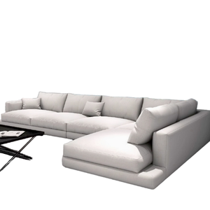 Juego de sofás seccionales grises en forma de L de bajo impuesto, <span class=keywords><strong>muebles</strong></span> de comedor para sala de estar con materiales de madera y tela para hoteles - Product Image 1