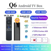 Q6 Network Set-Top Box H313 Empat Inti Android 10.0 4K WiFi Dual-Band 5.2 Pemutar TV HD Suara Cerdas
