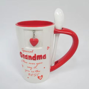 <span class=keywords><strong>Tasse</strong></span> de <span class=keywords><strong>grand</strong></span>-mère en céramique <span class=keywords><strong>personnalisée</strong></span> avec pendentif coeur et cuillère Cadeau de fête des mères parfait pour maman J'aime les tasses de <span class=keywords><strong>grand</strong></span>-mère - Product Image 2