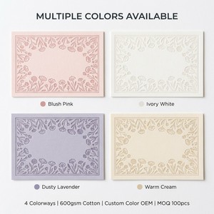 <span class=keywords><strong>Carte</strong></span> postale personnalisée haut de gamme, invitation de mariage de luxe à motifs floraux, impression typographique, papier coton gaufré 600 g/m², OEM - Product Image 2