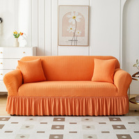 Housse de Canapé Jacquard Tricotée Extensible de Luxe, Ensemble 4/3/2/1 Places, Protection de Canapé avec Jupette pour Décoration d'Intérieur