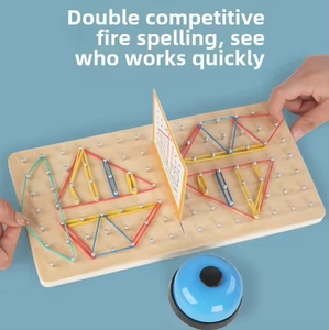 Ba trong một giác ngộ hình học toán học cao su buộc móng tay Bảng câu đố bằng gỗ chơi bảng móng tay - Product Image 5