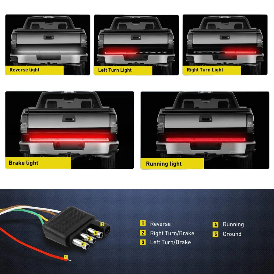 테일 라이트 새로운 60 인치 2 열 슬림 Led 12v 24v 유연한 곡선 바 Led 바 픽업 트럭 장식 라이트 바