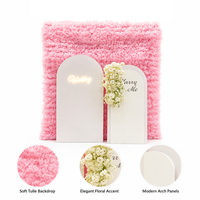 Mur de fleurs en tulle rose, ensemble de panneaux d'arche blanche, fleurs artificielles à lumière néon pour la décoration et les fournitures de mariage
