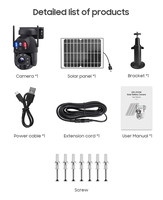 Caméra de sécurité solaire sans fil HD 20X Zoom double objectif 6MP, caméra IP CCTV extérieure PTZ, caméra réseau IP 4G