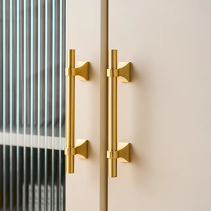 Poignée de porte d'armoire de luxe en laiton massif français, bouton de meuble vintage, poignée de tiroir de placard en laiton brossé doré - Product Image 3
