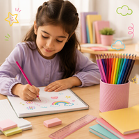 Crayons de couleur en bois OEM ODM en gros, 12/18/24/36/42/72 pièces, certifiés FSC EN71, tube en papier bleu, pour l'école, le bureau, le croquis et le dessin