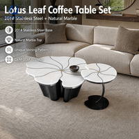 Ensemble de table basse moderne haut de gamme, plateau en marbre naturel, structure en acier inoxydable, couleur et taille personnalisées, fabricant de meubles