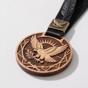 Medallas de Madera Ecológicas Personalizadas para Premios Deportivos, Colgantes Grabados con Láser de 3.15 Pulgadas de Diámetro, para Maratones, Eventos Escolares y Corporativos - Product Image 4