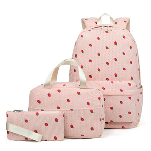 Set of 3 Corduroy Printed Student <b>Backpacks</b> High School and College Students <b>Backpack</b> <b>Lunch</b> Bag and Pen Case - Product Image 6