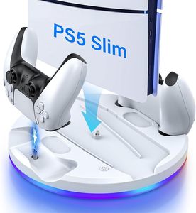Station de charge pour <span class=keywords><strong>manette</strong></span> PS5 avec éclairage RGB ambiant Type-C, support de charge rapide pour console PS5, en plastique - Product Image 3