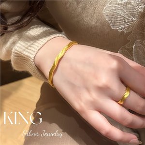 เครื่องประดับเงินคิงซิลเวอร์ S925 แหวนกำไลชุบทอง สำหรับทุกเพศ ใส่ได้ทุกวัน - Product Image 5