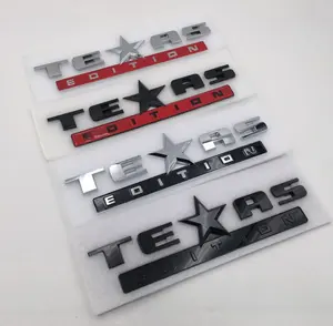 254*76mm TEXAS Edition Emblem Badge Black Red Chrome ABS Plastic For Chevy