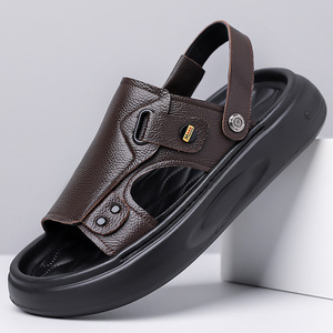 Sandalias Casuales para Hombre de Primera Capa de Piel de Vaca, Punta Abierta, Suela de EVA Antideslizante - Product Image 3
