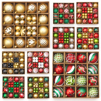 Boules de Noël en plastique écologiques imprimées UV de haute qualité, semi-mécaniques, décorations de Noël de luxe légères pour arbre de Noël