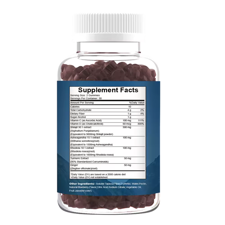 OEM Customizable Blueberry Extract Shilajit Gummy Candies Hot-Selling ...