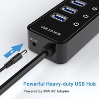 Hub USB 3.0 haute vitesse 10 ports, répartiteur 10-en-1, charge 30W et transfert de données pour clubs informatiques (vente en gros)