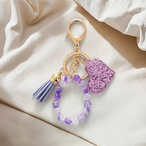 <span class=keywords><strong>Porte</strong></span>-clés esthétique en acrylique pailleté en forme de cœur, breloque de sac Y2K fleur étoile avec <span class=keywords><strong>pompon</strong></span> et clochette, accessoire de sac à dos personnalisé - Product Image 2