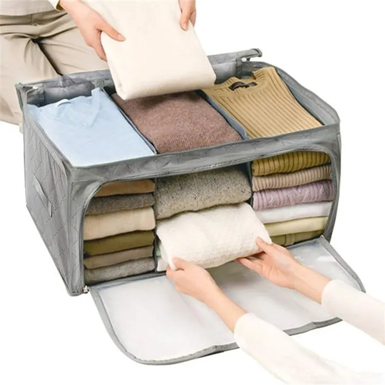 Sac de rangement pliable grande capacité, sac de rangement avec fermeture éclair robuste pour vêtements et couvertures