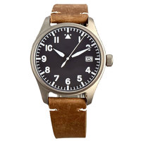 Montre automatique Tandorio Titanium Pilot NH35 PT5000 pour homme, étanche 200m, vintage, plongée, sport, horloge, natation, remontage automatique, 39mm