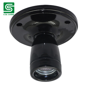 Soporte de enchufe retro con base de luz <span class=keywords><strong>E27</strong></span> de cerámica negra mate para diseños de bombillas expuestas - Product Image 2