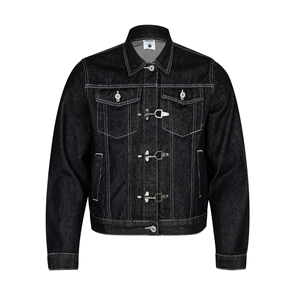 Veste en jean pour homme, coupe ample, en denim délavé de haute qualité, style vintage américain, motif 3D, respirante, avec boutons métalliques - Product Image 1