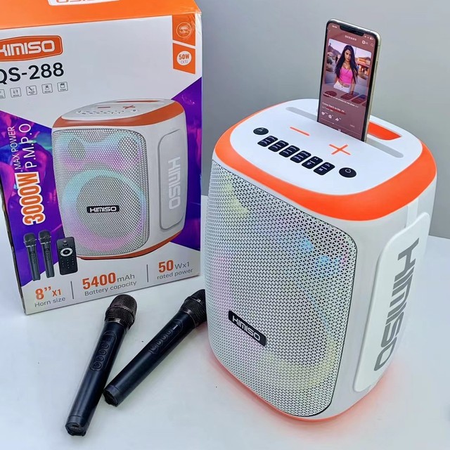 Foreign Trade New QS-288 for 5.3 Wireless Speaker Outdoor Square Dance Dual Microphone Karaoke 50W Subwoofer 5000-10000mAh