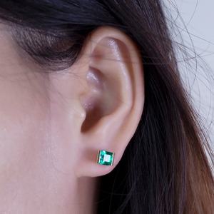 Joyería Messi, Aretes de Oro Amarillo de 18k con Esmeralda Cultivada en Laboratorio, Joyería de Moda para Mujer - Product Image 6