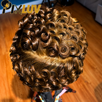 Perruque coupe pixie bouclée profonde naturelle, cheveux humains indiens, perruque frontale en dentelle HD complète sans colle 13x6, cheveux vierges brésiliens naturels