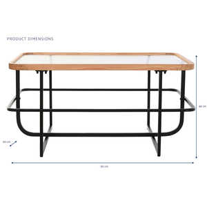 TABLE BASSE EN MÉTAL ET VERRE 90X60X46 NOIR - Product Image 4