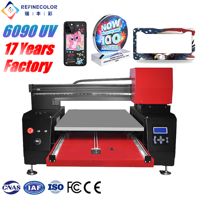Refinecolor Factory Supply A1 UV Printer 3D Embossing Effect Phone Case Glass Trophy License Plate Frame UV DTF Printing Machine