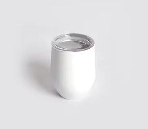 Gobelet isotherme en acier inoxydable blanc de 350 ml (12 oz) en forme d'œuf, prêt pour la sublimation, avec couvercle - Product Image 2