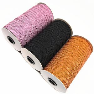 Cinta Elástica Plana de 1 cm con Purpurina, Color Metálico, Poliéster, Látex, Adorno Elástico para Adornos de Prendas, Accesorios para el Cabello DIY - Product Image 3